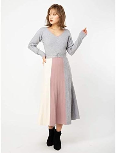 Amazon Co Jp セシルマクビー Cecil Mcbee 3配色ニットワンピース グレー M 服 ファッション小物