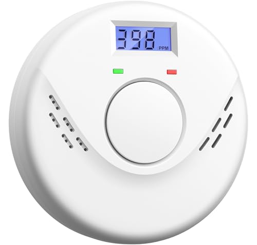 Smoke and Carbon Monoxide Detector, Battery Operated Fire Alarm with LCD Display & Test/Reset Button, Portable Photoelectric CO Smoke Detector Combo for Home, Apartment, RV & Travel (1 Pack)