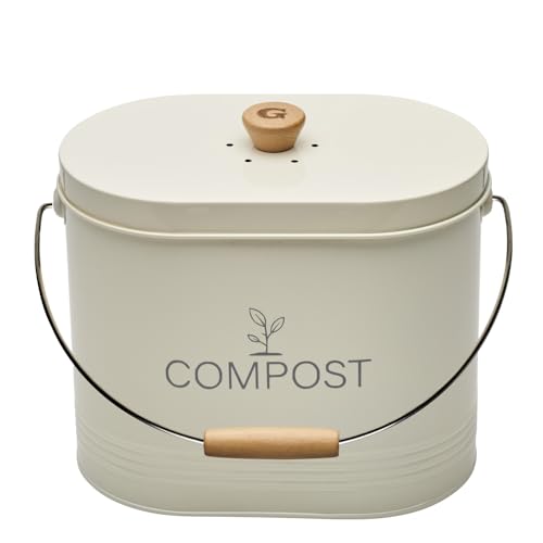 Composteur de cuisine ovale en métal avec filtre 7 litres