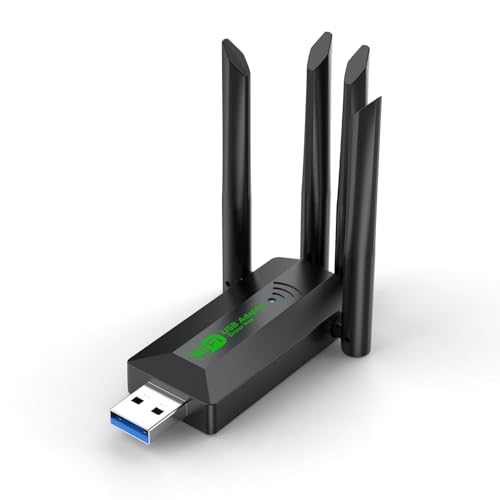 Wireless USB WiFi Adapter for PC 1300Mbps 2.4GHz 5GHz High Gain Dual Band 4 Antenna Wireless Adapter for Desktop Computer Network Adapters Supports Windows11/10/8.1/8/7