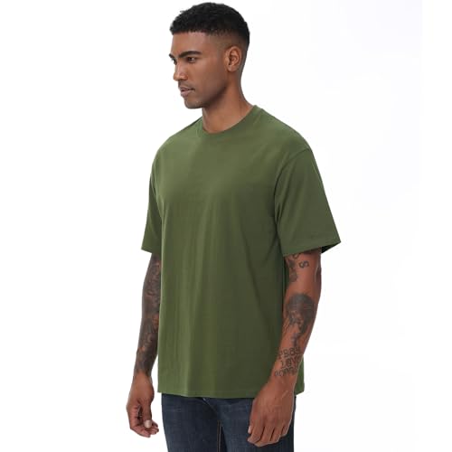 Image of KEEPSHOWING Mens Oversized T-Shirts, Cotton Loose Fit Crewneck Short Sleeve Casual Tees Workout Gym Basic Tops