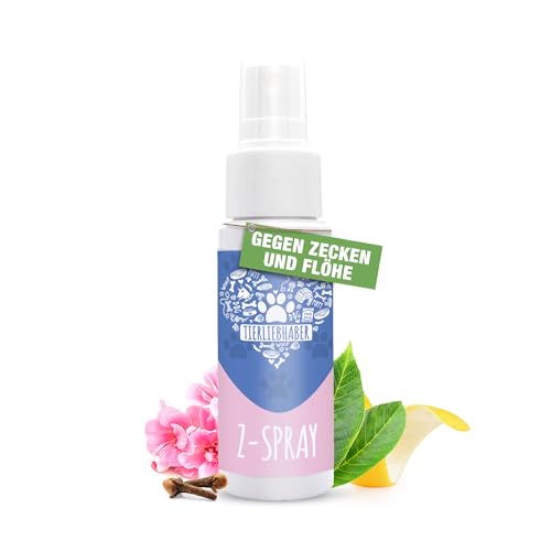 TIERLIEBAHER Z-Spray pflanzliches Zeckenspray Hund mit Geraniol – Tierärztlich entwickelt – Floh und Zeckenschutz für Hunde mit Teebaum- & Nelkenöl und Zitrusfrucht-Extrakt – Zeckenschutz Hund 150ml