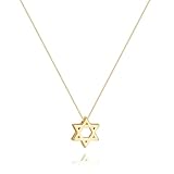 Inerney Dainty Gold Star of David Necklace for Women Non Tarnish, 14K Gold Plated Hypoallergenic Necklace, Adjustable Everyday Necklaces Jewelry Gift for Birthday, Anniversary, Wedding
