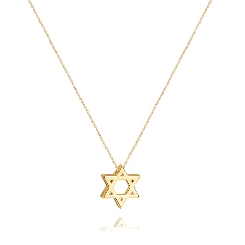 Inerney Dainty Gold Star of David Necklace for Women Non Tarnish, 14K Gold Plated Hypoallergenic Necklace, Adjustable Everyday Necklaces Jewelry Gift for Birthday, Anniversary, Wedding