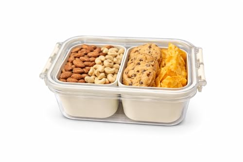 Image of Vasukie Divided Fridge Storage Boxes With 4 Serving Veggie Tray with Lid and Handle, Fridge Organizer with Removable 4 Compartment, Fridge Storage Containers (2 Small Compartment - 1PC)