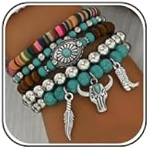 Long tiantian Turquoise Western Bracelet Beach Wear for Women Stackable Boho Jewelry Cowgirl Outfits Accessories Summer Trendy Gifts