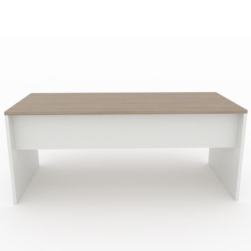 OFICIT Escritorio Mesa de Oficina en Color Blanco con Tablero Olmo, 180x80cm. FABRICACIÓN Nacional.