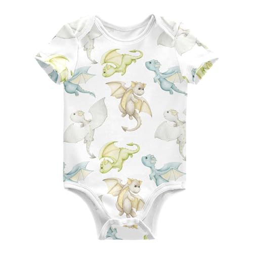 vvfelixl Baby Boys Bodysuit Watercolor Dragons Cartoon Style Short Sleeve Baby Girls Clothes Baby Bodysuits for Toddler 12-18 Months