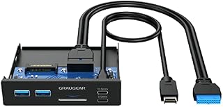 Graugear | 6 interfaces front panel in 3.5 inches | USB3.2 Gen2 2x2 Type-C up to 20 Gbit/s | 2x USB-A + USB-C | SD+microSD card reader | Key-A 20-pin & 19-pin header | Metal | G-MP01 CR
