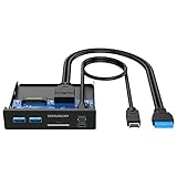 GRAUGEAR | 6-Schnittstellen Front-Panel in 3,5 Zoll | USB3.2 Gen2 2x2 Typ-C bis zu 20Gbit/s | 2xUSB-A+USB-C | SD+microSD Kartenleser | Key-A 20-pin & 19-pin Header | Metall | G-MP01CR