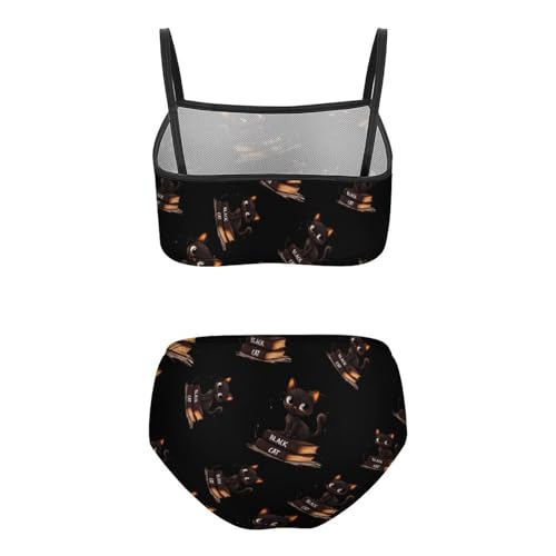 Black Cat Books Girls Swimsuits Two Piece Bikini Sets Beach Sport Swimwear Bathing Suit2