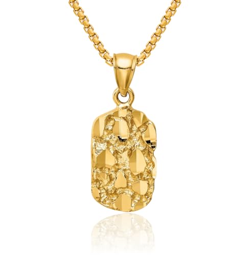 IceCarats 14K Solid Yellow Gold Chunky Nugget Necklace Chain Pendant Charm