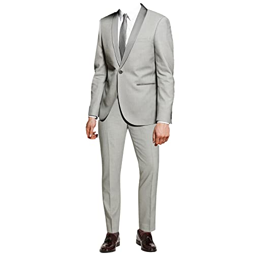 Hbdesign Men 2 Piece 1 Button Shawl Lapel Slim Fit Suit Formal Light Grey 35R #TOP5