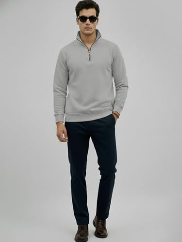 Image of LEOTUDE Men High Neck Zipper Full Sleeve Cotton Knitted Winter Sweater for Man (Color Black)