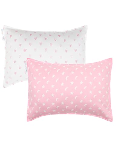 Image of ALVABABY Toddler Pillowcases 2 Pack Organic Cotton Fit 13 inchx 18 inch or 12 inchx16 inch Kids Pillow Cover Envelope for Girl Boy Travel(Pillowcase Only)