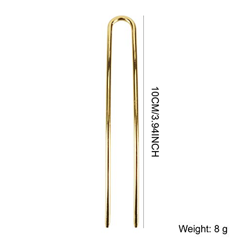 15 Pack Gold Silver Bronze Metal Alloy U Shaped Long Hair Fork Pins Chopsticks Hairpins Picks Hair Sticks Shawl Pin Hairclips Simple Fast Bun Chignon Holder Accessories Bulk
