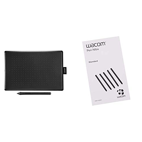 Wacom One by Wacom Medium - Tableta gr�fica con l�piz Digital Sensible a la presi�n + ACK-20001 - Punta de bol�grafo Digital (Pack de 5 Unidades)