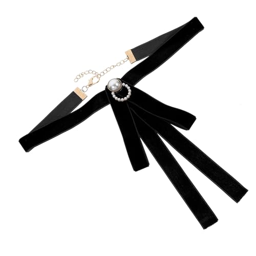 Veemoon 1pc Velour Bow Tie with Imitation Pearl for Uniforms and Formal Attire Fit Elegant Occasions