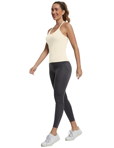 Image of MathCat Seamless Workout Tank Tops with Built in Bra,Racerback Athletic Tank Tops Ribbed Soft Yoga Shirts XS-XL