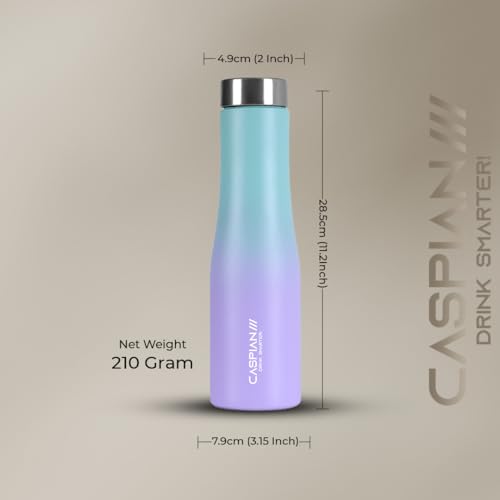 Image of CASPIAN / / / Aqua ISI Certified Stainless Steel Water Bottle 1ltr.(Purple & Green, 1 Litre, Set of 3)|Leak Proof Thunder for Fridge Home Office Travel School Kids Boys Girls Adults Sports Gym|BPA Free