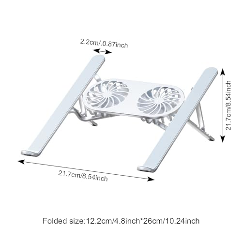 Laptop Cooling Base, Foldable Laptop Stand, Laptop Cooling System Stand with 2 Silent Fan, Adjustable Height, LED Lights, for 10 – 15.6 Inch Laptops - Image 2