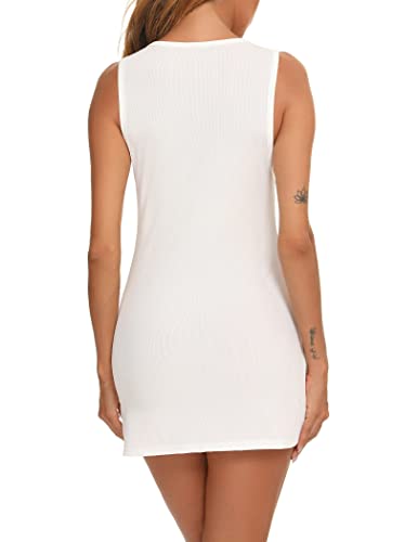 YYA Sexy Tank Nightgowns for Women Sleeveless Sleep Shirts Chemise Night Lingerie Dress S-XXL4