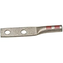 Morris 94345 Long Barrel Compression Lug, Copper, 2 Holes, 1/0 STR, 1/4 Stud, 5/8 Hole Spacing, 3.39 Length, Pink