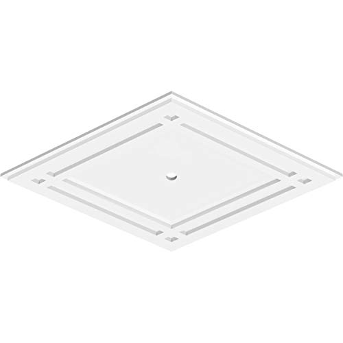 Image of Ekena Millwork CMP32X21DD-01000 Diamond Architectural Grade PVC Contemporary Urethane Ceiling Medallions 32 inchW x 21 3 /8 inchH x 1 inchID x 11 1 /4 inchC x 1 inchP