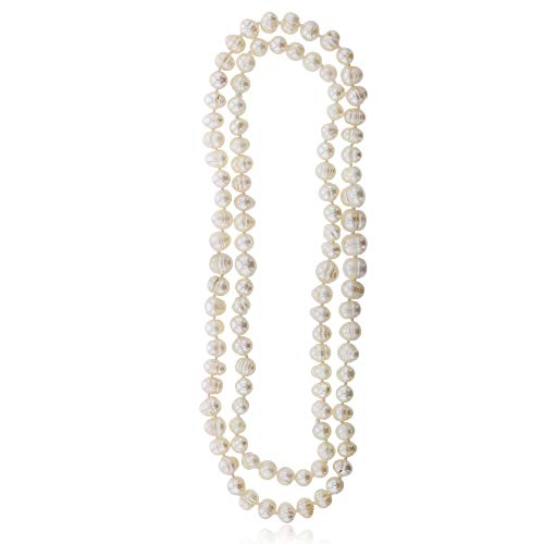 White 8-9mm Baroque Freshwater Pearl Endless Necklace For Women 24-36