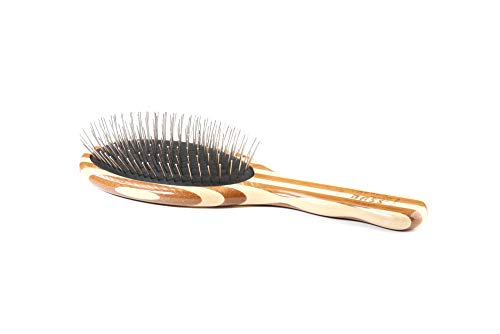 Bass Brushes | Style & Detangle Hair Brush | Alloy Pin | Pure Bamboo Handle | Large Oval | Striped Finish | Model 803 - SB