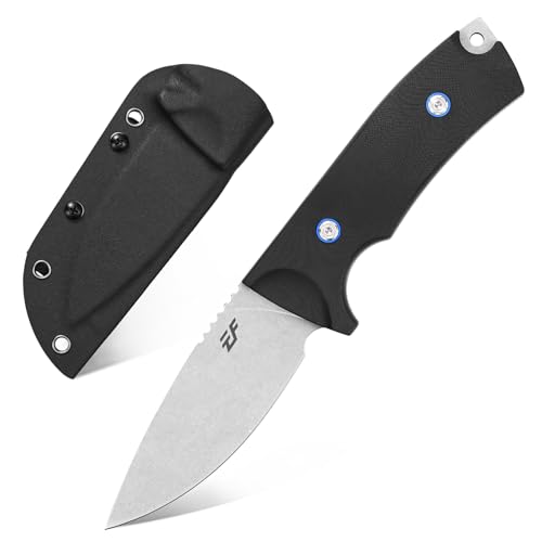 Eafengrow EF133 Fixed Blade Knife, DC53 Steel Blade,Two Tone G10 Handle Full Tang Compact Tough EDC Straight Knifes for Outdoor Working Camping Hiking(Black)