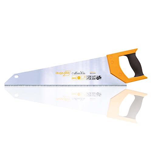 Augusta-Heckenrose Handsäge 500 mm I Mehrzweck Fuchsschwanz Säge aus Bandstahl C75 I Säge mit 2-Komponenten Softgriff für Spanplatten & dünnes PVC Augusta-Heckenrose Handsäge 500 mm I Mehrzweck Fuchsschwanz Säge aus Bandstahl C75 I Säge mit 2-Komponenten Softgriff für Spanplatten & dünnes PVC