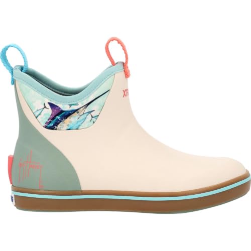Image of XTRATUF 6 inch Women's Ankle Deck Boot Guy Harvey - Lightweight, 100% Waterproof Rubber Footwear - Non-Marking, Slip-Resistant Outsole - Moisture-Wicking Liner