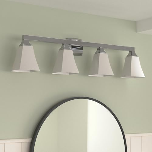 Moen YB5164CH Voss 4-Light Dual-Mount Bath Bathroom Vanity Fixture with Frosted Glass, Chrome by Moen - Image 2