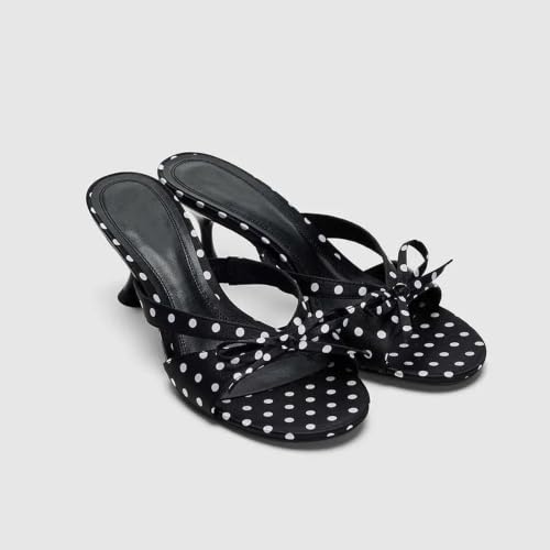 Image of QIV Leopard Kitten Heels Pointed Toe Mule Heels for Women Open Toe Kitten Heel for Party Dressy Wedding