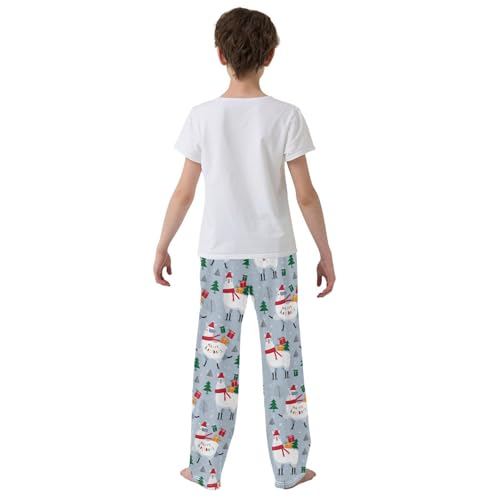 ZZXXB Xmas Llama and Gifts Boys Long Pants Soft Trousers Elastic Waist Kids Lounge Bottoms with Pockets S-XL3