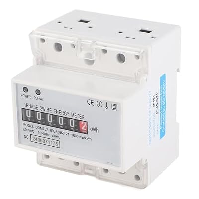 Electric Meter, KWh Meter, Single Phase 4P LED DIN Rail Electricity Power Consumption Wattmeter Energy Meter, 10 40A