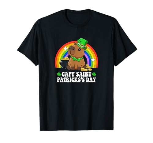 Capy Saint Patricks Day St Paddy's Green Shamrock Capybara T-Shirt