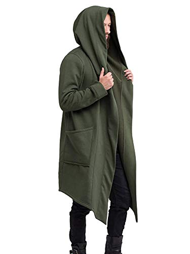 N /C Unisex Men And Women Trench Coat Winter Warm Long Coat Gothic Windbreaker Men Women Cardigan Ninja Overcoat (Green, XXL)