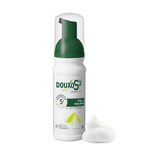 Douxo S3 SEB Dog Seboregulating Mousse Seborrhea Treatment for Dogs & Cats Helps Control Dandruff Unpleasant Odors & Oily/Flaky Skin 0.5% Ophytrium 5 fl oz
