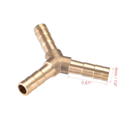 MACHSWON 6mm or 1/4" Brass Barb Hose Fitting Y Shape 3 Way Connector Barbed Splitter Fitting Splicer for Water Fuel Air 10pcs - Image 2