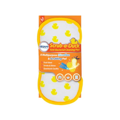 Scrub-a-Duck Anti-Bacterial Cleaning Pad | Multipurpose Microfibre & Scrubbing Pad Sponge | Dual Sided For Home Kitchen Bathroom | Reusable | Non Scratch
