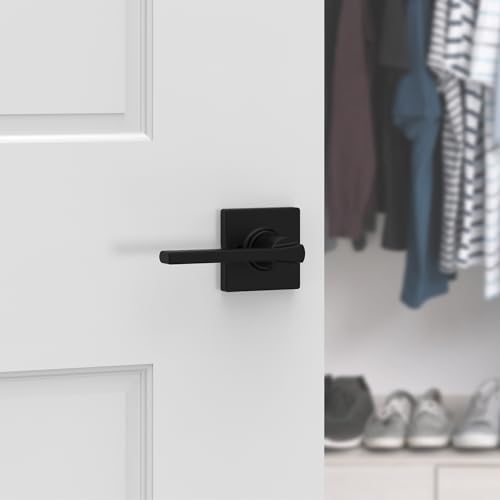 Image of Kwikset Casey Dummy Door Handle, Single Sided Lever for Closets, French Double Doors, and Pantry, Matte Black Non-Turning Reversible Interior Push /Pull Lever, with Microban Protection (1 count)