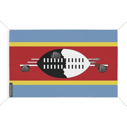 Drapeau Eswatini grand format 120 x 180 cm avec dix oeillets métalliques