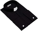 HFM Men's Clergy Shirt Including Tab Collar Long Sleeves (17 1/2 (34-35), Black)