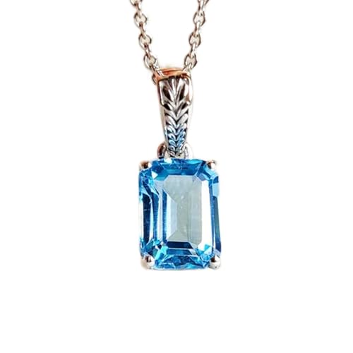 Collier rectangulaire topaze bleue pour illuminer vos soirées