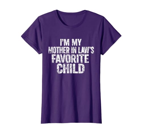 I'm My Mother in Law's Favorite Child Funny Parent Family T-Shirt, Women, Purple, Large