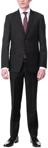 ARTHUR BLACK Men's Euro Slim Fit Solid Black Two Button 2 Piece 1...