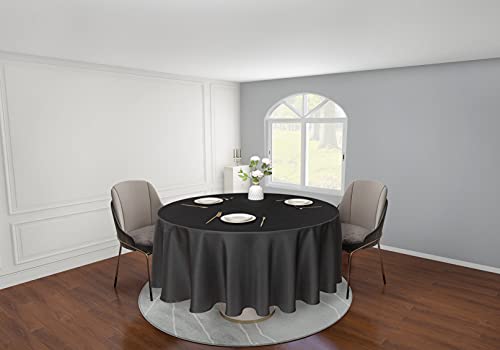 Biscaynebay Textured Fabric Round Tablecloths 70 Inches In Diameter, Black Water Resistant Spill Proof Washable Tablecloths For Dining, Kitchen, Wedding, Parties Etc, Machine Washable #TOP6