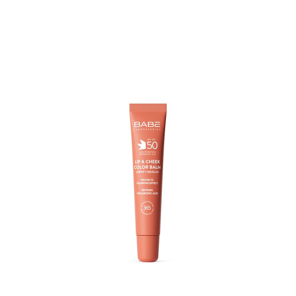 Laboratorios Babé - LIP & CHEEK SPF 50 NUDE - Balsamo fotoprotettivo in tonalità nude| Alta protezione solare SPF 50 | Idratazione ed effetto volume naturale | Per labbra e guance